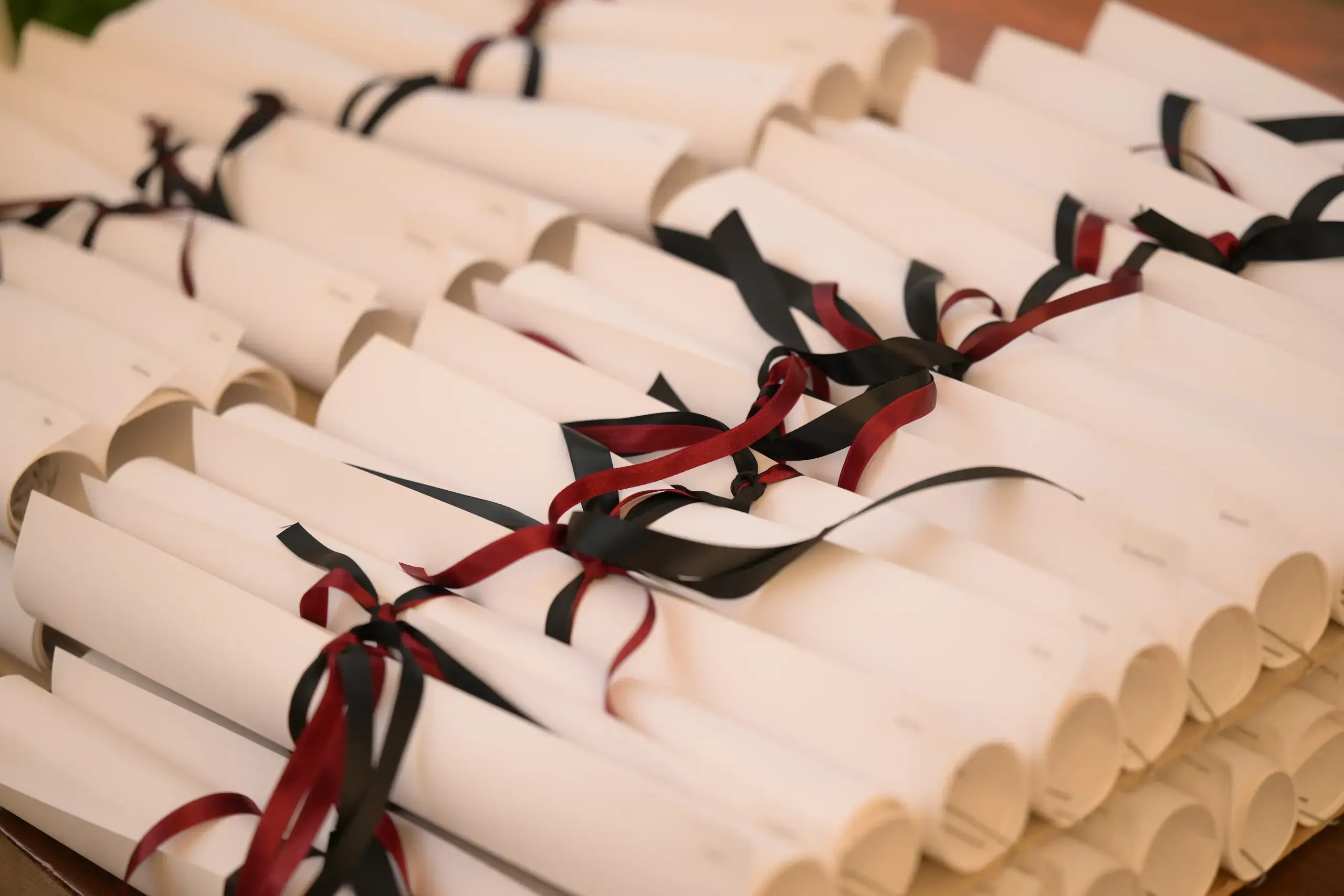 Diplomas on a table